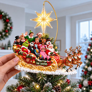 Fantastical Ride In Santa's Sleigh Tree Topper - Personalized Christmas Gifts 06ohdt191026-Homacus