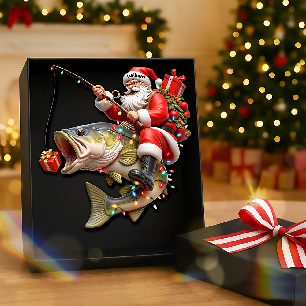 Badass Fishing Santa Acrylic Ornament, Personalized Gifts For Fishing Lovers 02qhqn311025-Homacus