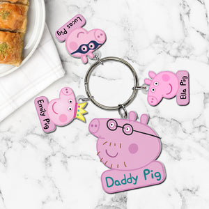 Personalized Gifts For Dad Keychain With Pig Charms 01natn110424-Homacus