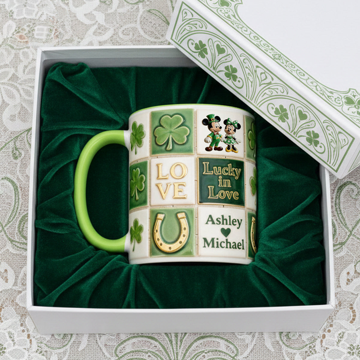 Lucky In Love Couple Coffee Mug - Personalized Patrick's Day Gifts For Couples 03PGTA060226-Homacus