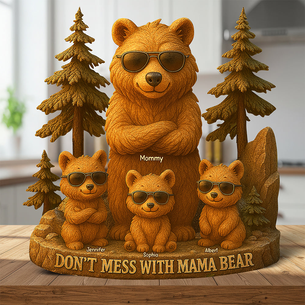 Bear Mom Plaque - Personalized Gifts For Mama Bear-Homacus