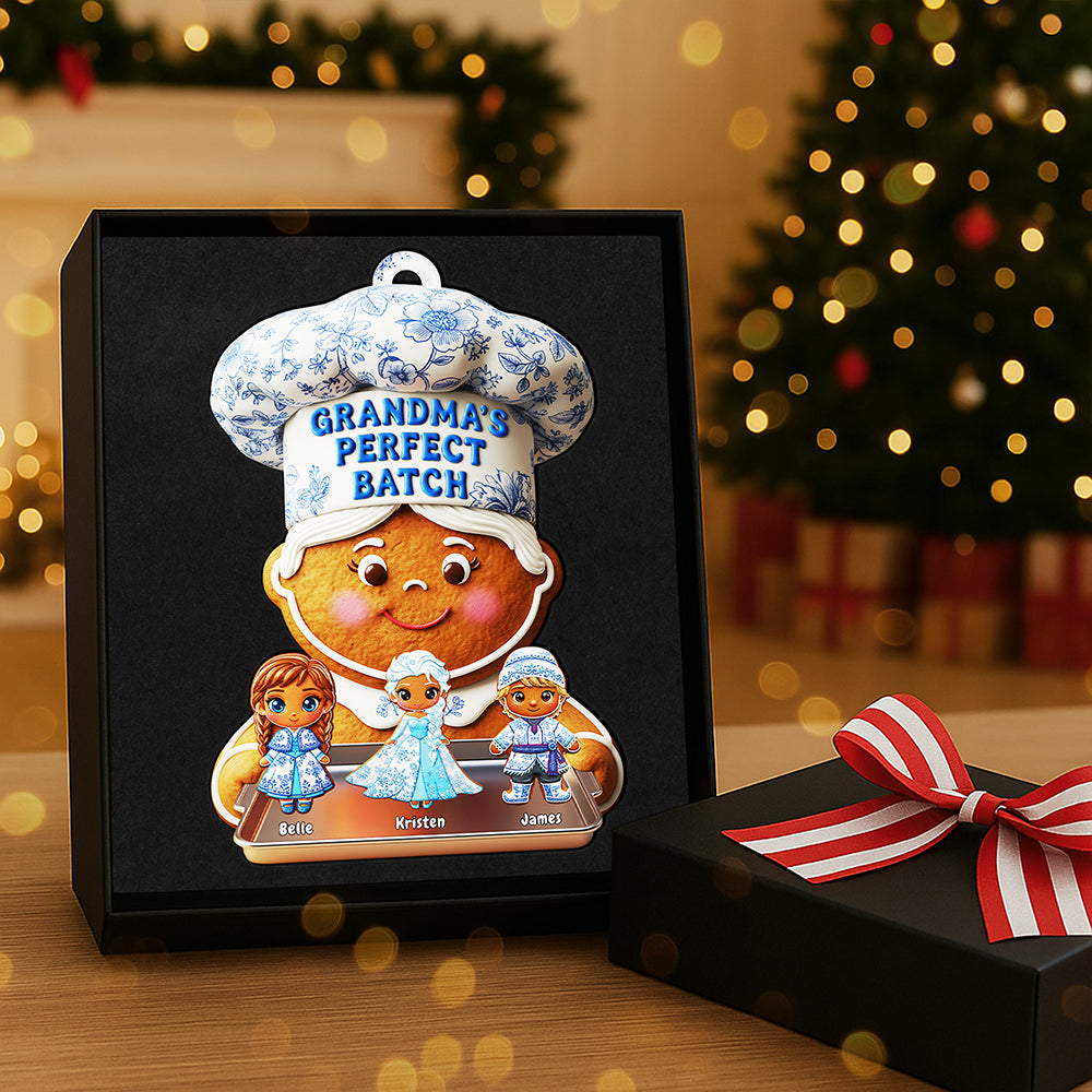 Grandma's Gingerbread Toile de Jouy Ornament - Personalized Gifts For Grandma Christmas Ornament 02PGTA170925-Homacus