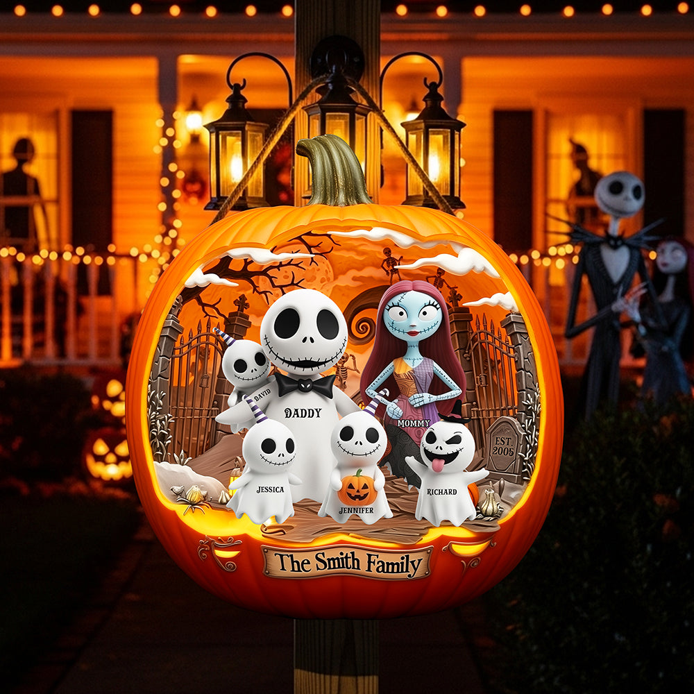 Spooky Family Pumpkin Wood Sign - Personalized Halloween Gifts For Family 01tgqn190825-Homacus