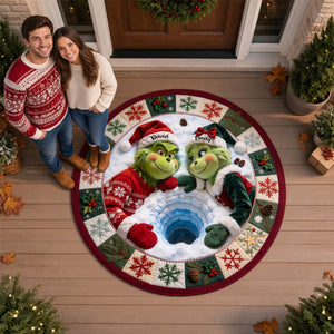 Grouchy Mischief Couple Round Mat - Personalized Christmas Gifts For Couples 06pgdh290826