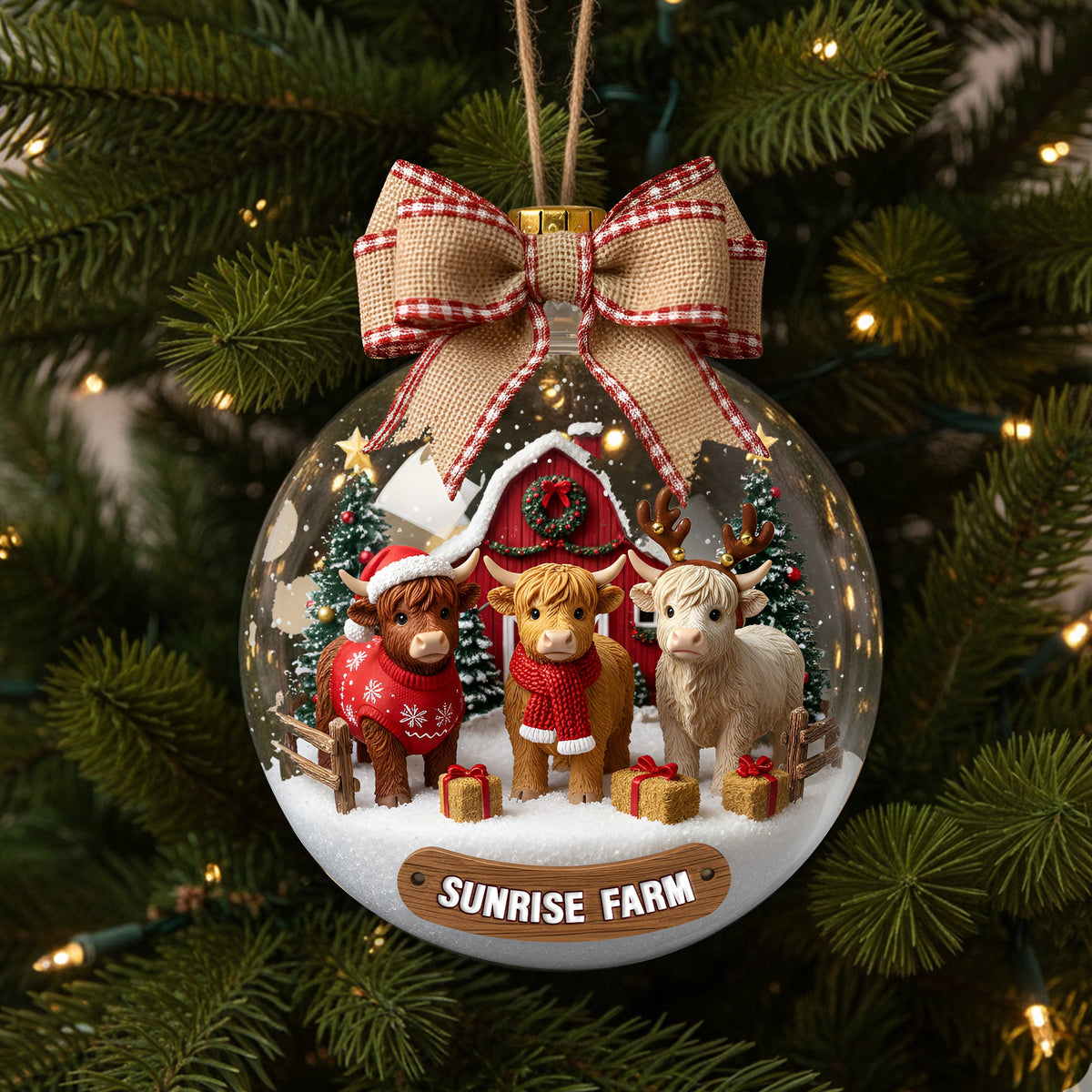 Rustic Highland Cow Farm Ornament - Personalized Gifts For Highland Cow Lovers 05HYLU291025-Homacus