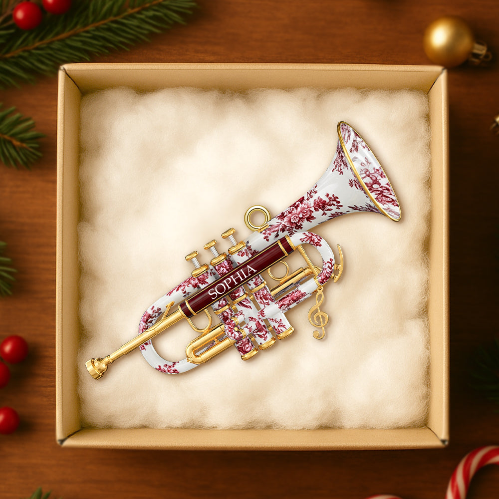 Personalized Gifts - Trumpet Toile de Jouy Christmas Ornament 02pgtn231025-Homacus