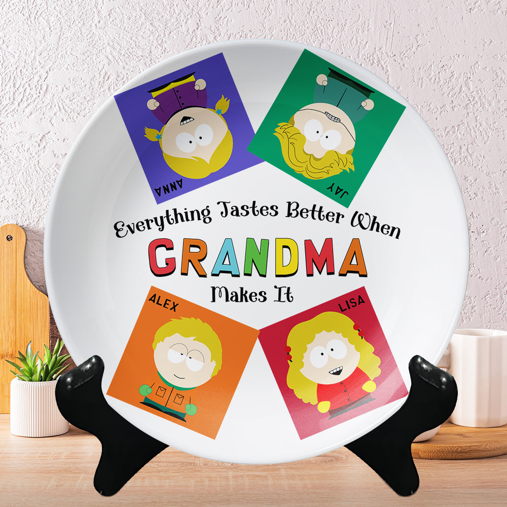Personalized Gift For Grandma Ceramic Round Plate 01KAMH270325HG-Homacus
