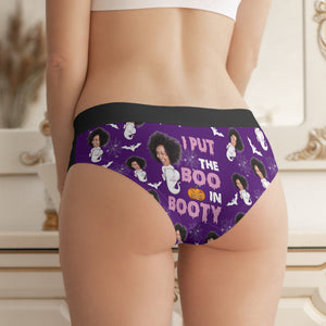 Custom Photo Gifts For Halloween Women's Briefs Boo In Booty 02xqdc050824-Homacus