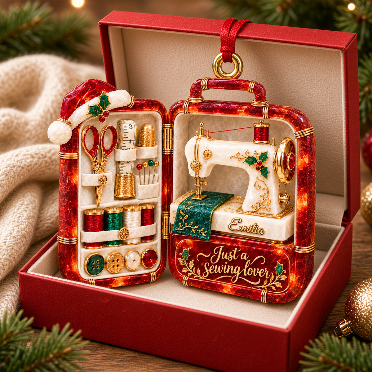Christmas Sewing Case Acrylic Ornament - Personalized Gifts For Sewing Lovers 07todh121026-Homacus