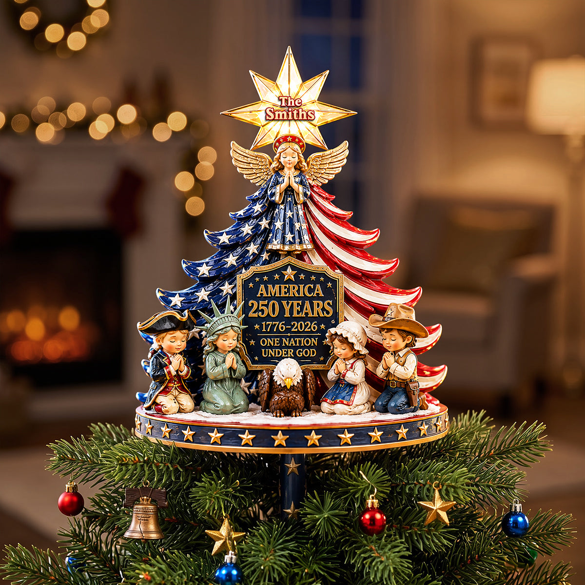 A Pray For America Christmas Tree Topper - Personalized Gifts For Patriots 03QHTA220826-Homacus