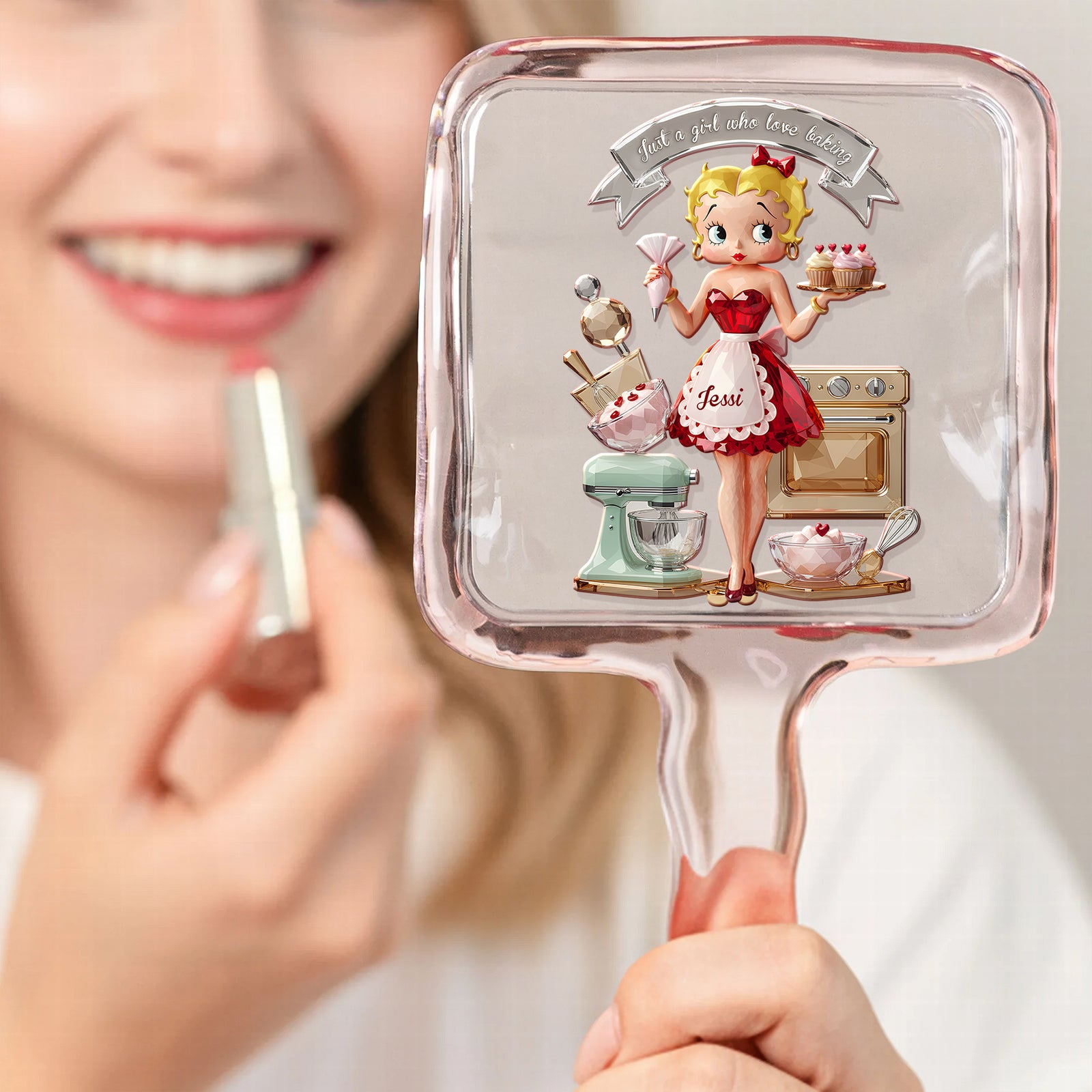 Baking Girl Handheld Mirror - Personalized Gifts For Baking Lovers 04palu171225-Homacus