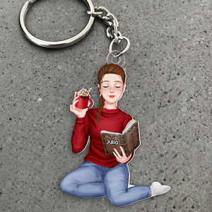 Personalized Gifts For Reading Girl Keychain 031acpu111124pa-Homacus