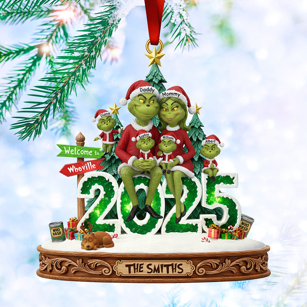 Cheerful Green Family Ornament - Personalized Christmas Gifts For Family 03PAQN111025-Homacus