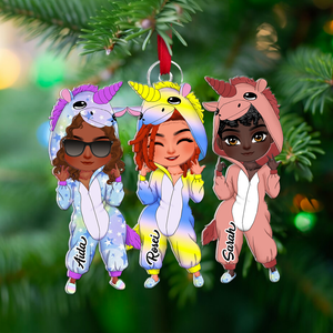 Personalized Gift For Friends Ornament, Besties In Unicorn Pajamas 03qhhu221124hh-Homacus