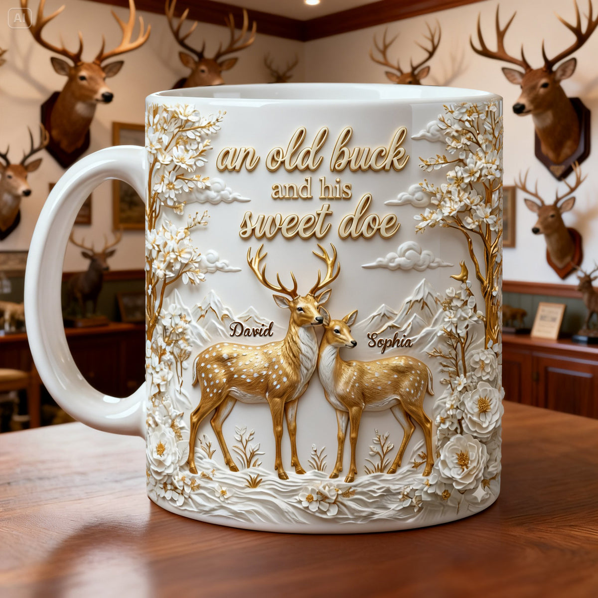 Precious Deer & Doe Couple Coffee Mug, Personalized Gifts For Couple 05qhlu210126-Homacus