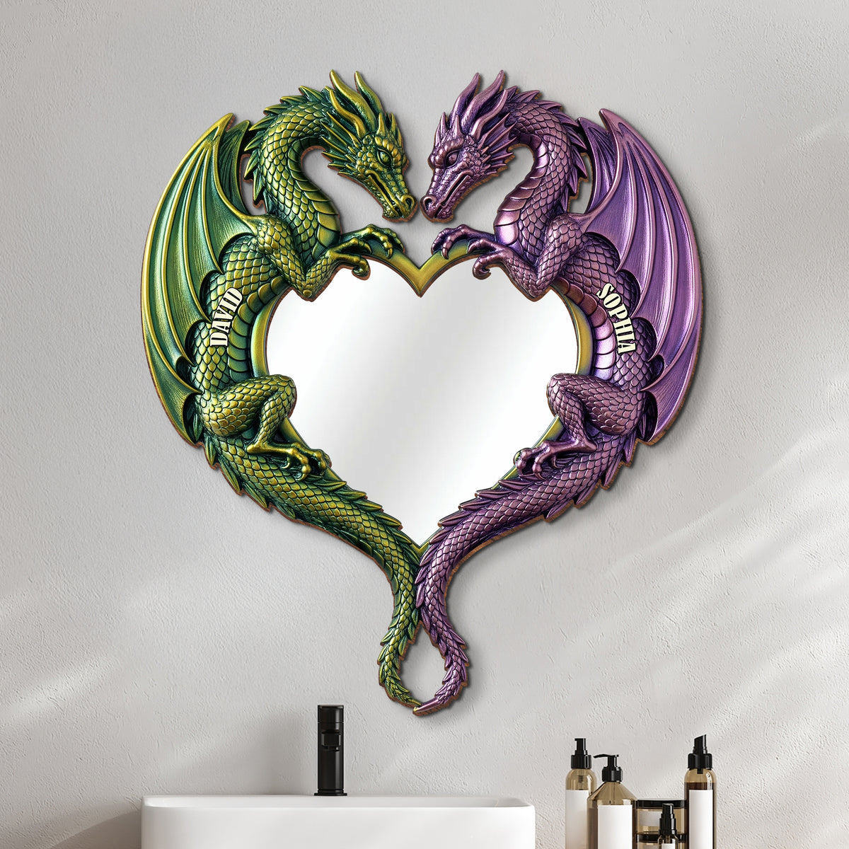 Fantasy Dragon Couple Mirror, Personalized Festive Gifts For Couple 01qhtn290725-Homacus