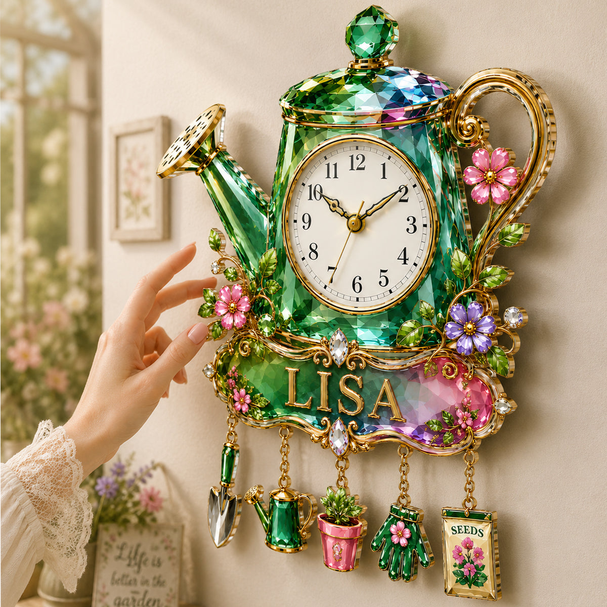 Garden Bloom Acrylic Hanging Wall Clock - Personalized Gifts For Gardening Lovers 05nadh300726-Homacus
