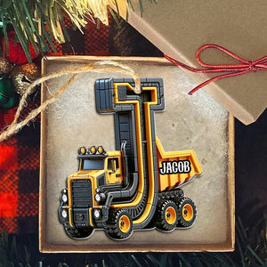 Custom Alphabet Letter Gifts For Construction Truck Lovers Christmas Ornament 03xqtn241024-Homacus