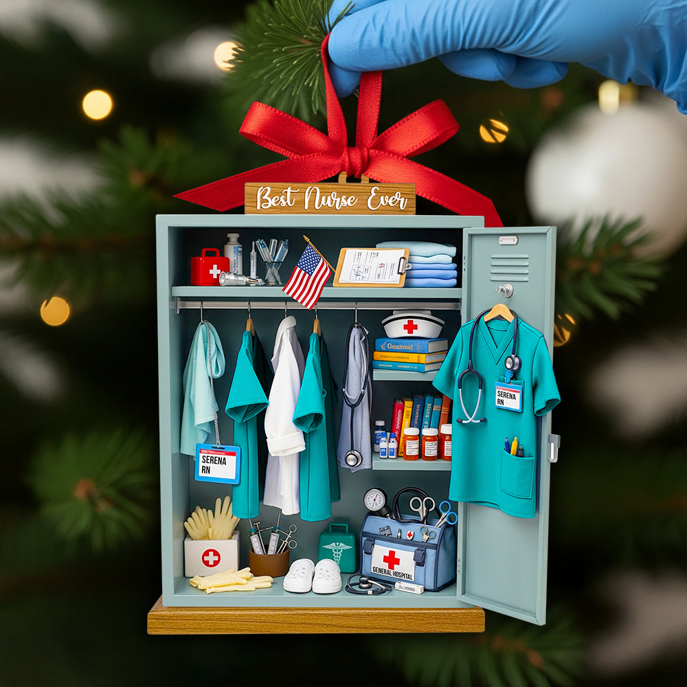 Nurse Festive Locker Christmas Ornament, Personalized Gifts For Nurse 02qhdt090925-Homacus