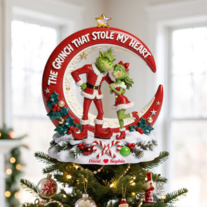 Funny Couple Acrylic Christmas Tree Topper - Personalized Gifts For Couple 02totn250826-Homacus