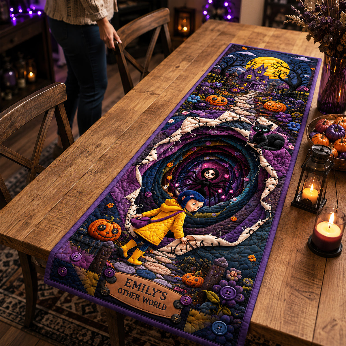 Spooky Halloween Quilted Table Runner - Personalized Gifts For Halloween 03hadt120826-Homacus