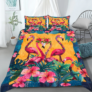 Personalized Gifts For Christmas Flamingo Quilt Bed Set 04HUPU051124-Homacus