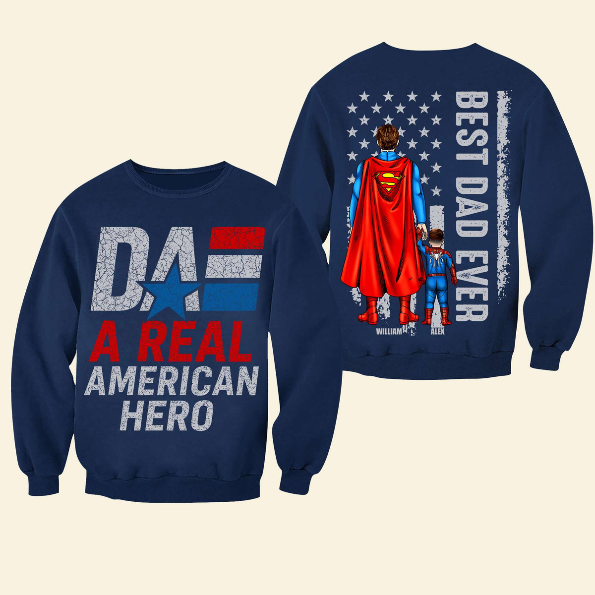 Personalized Gifts For Dad Shirt Dad A Real American Hero-Homacus