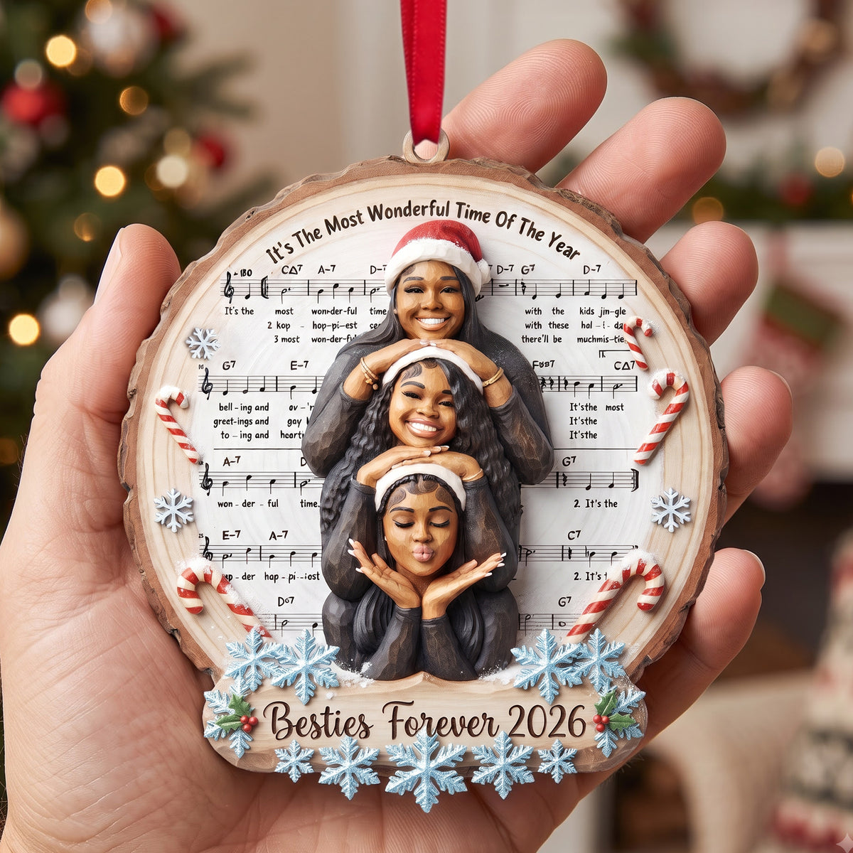 Wonderful Time With Besties Ornament - Custom Photo Christmas Gifts For Friends 01hulu171026-Homacus