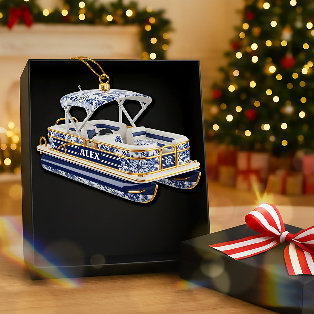 Toile de Jouy Christmas Ornament - Personalized Gifts For Pontoon Lovers 01pgqn071025-Homacus