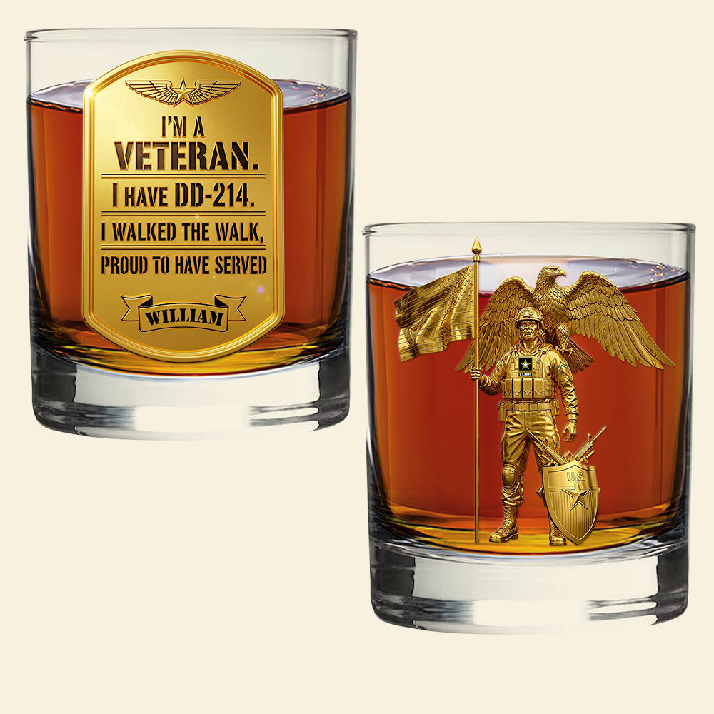 I'm A Veteran Whiskey Glass Personalized Gifts For Veteran 04OHDT140825-Homacus