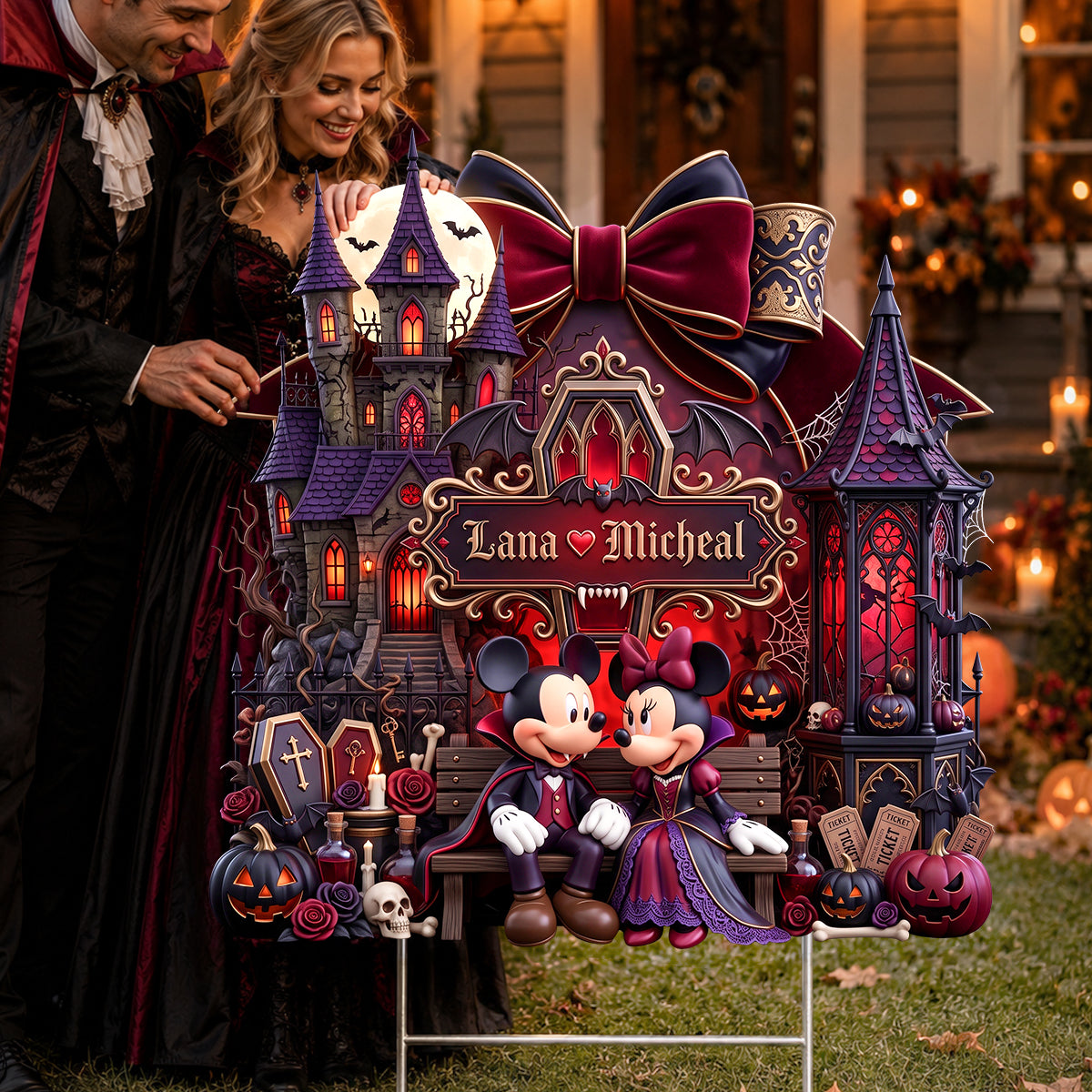 Midnight Romance A Love Tale Yard Sign - Personalized Halloween Gifts For Couples 022padh110826-Homacus