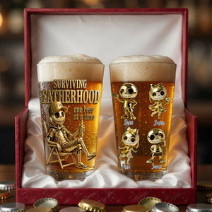 Spooky Dad and Kids Beer Glass - Personalized Gifts For Dad 01pglu280426-Homacus
