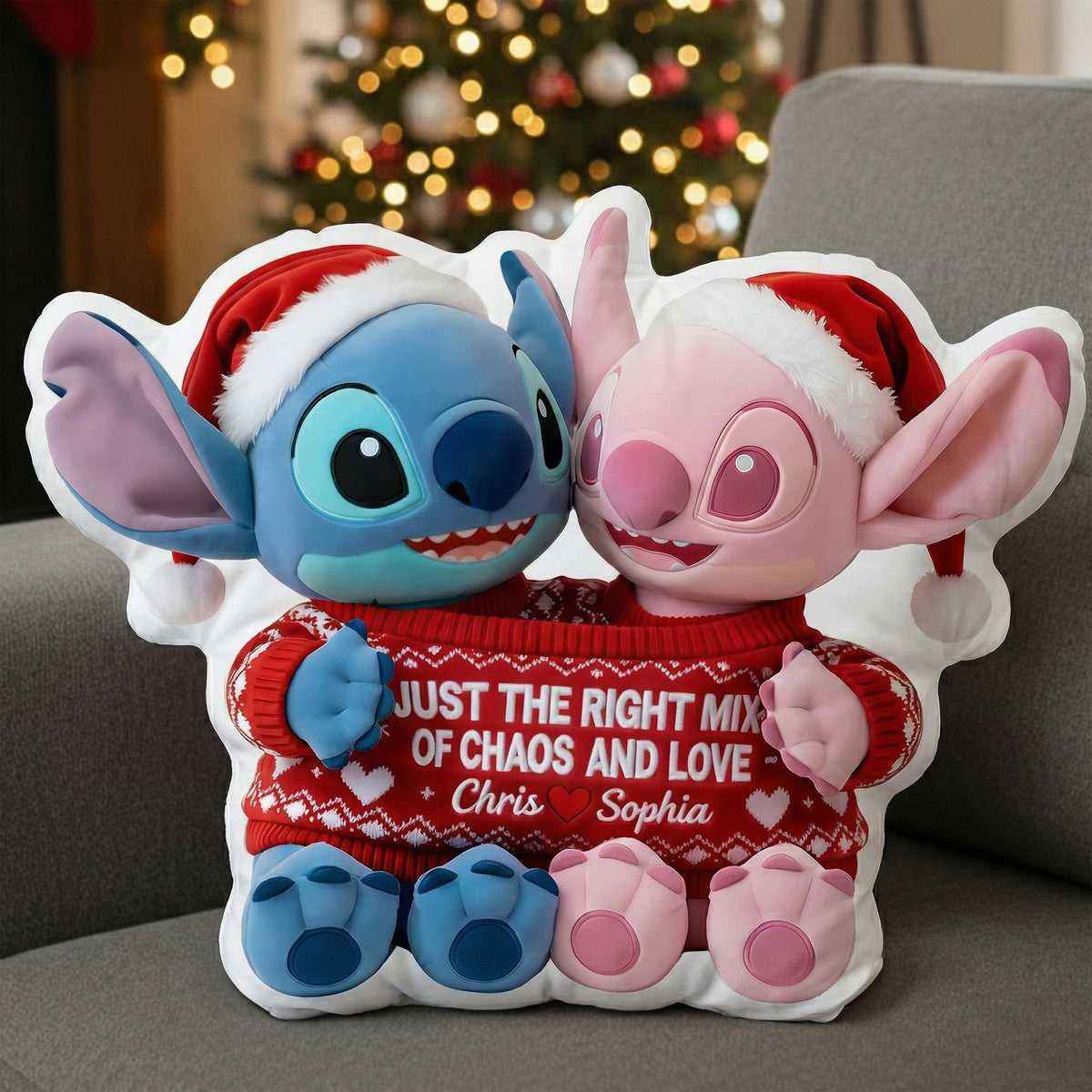 Couple In Cute Sweater Shaped Pillow - Personalized Gifts For Couple 03QHLU121125-Homacus