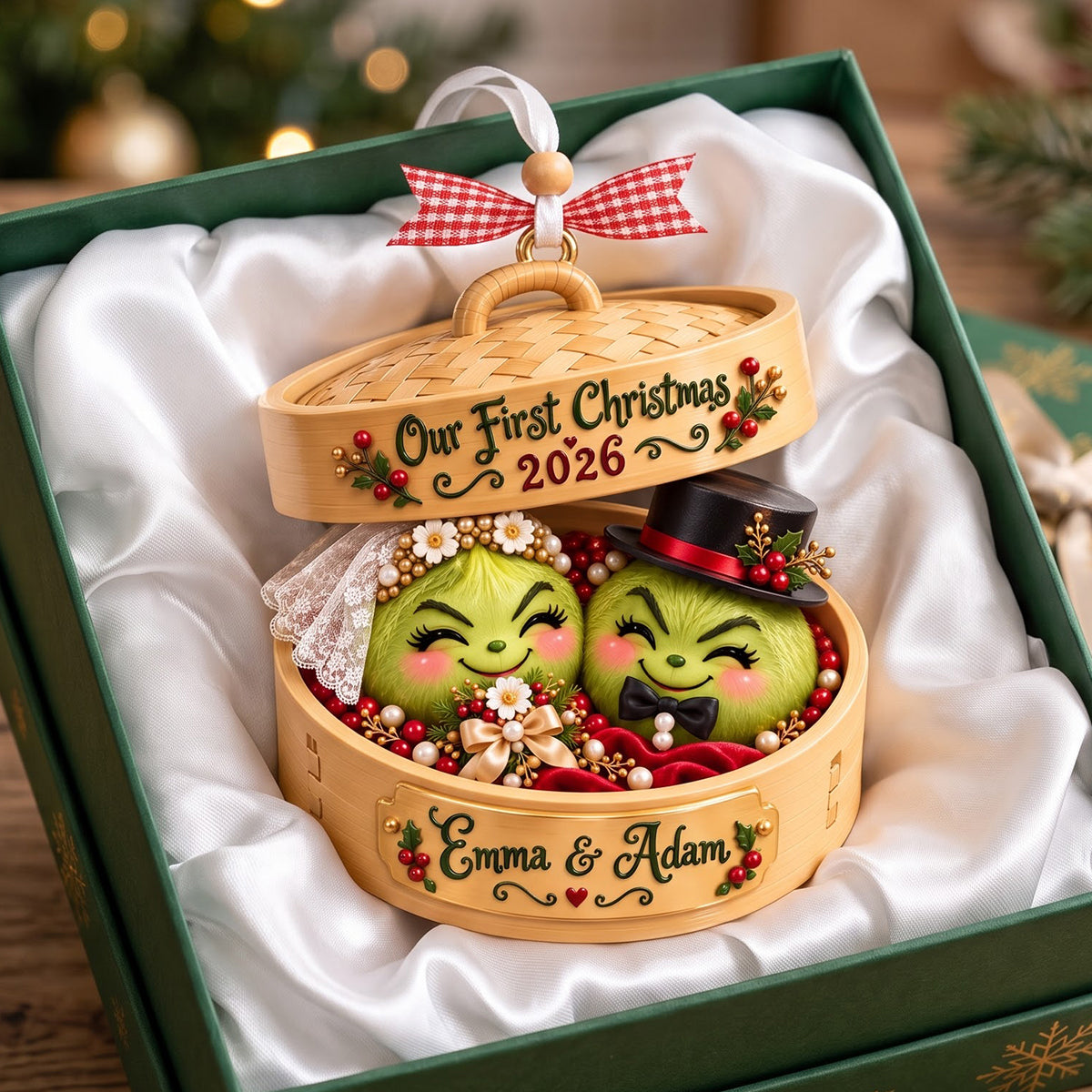 Our First Christmas Dumpling Couple Ornament - Personalized Gifts For Couple 05TOTN191026-Homacus