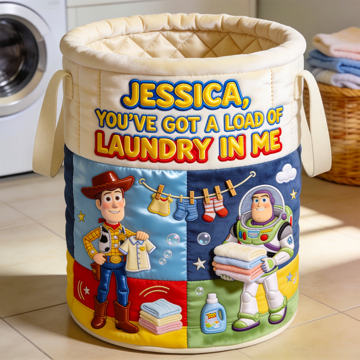 Colorful Quilted Laundry Basket - Personalized Gifts 05pgdt130726-Homacus
