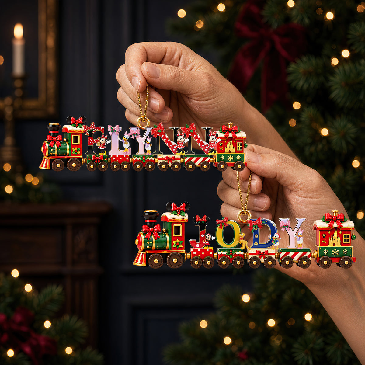 Merry Little Alphabet Train Acrylic Ornament - Personalized Gifts 02NADT290926