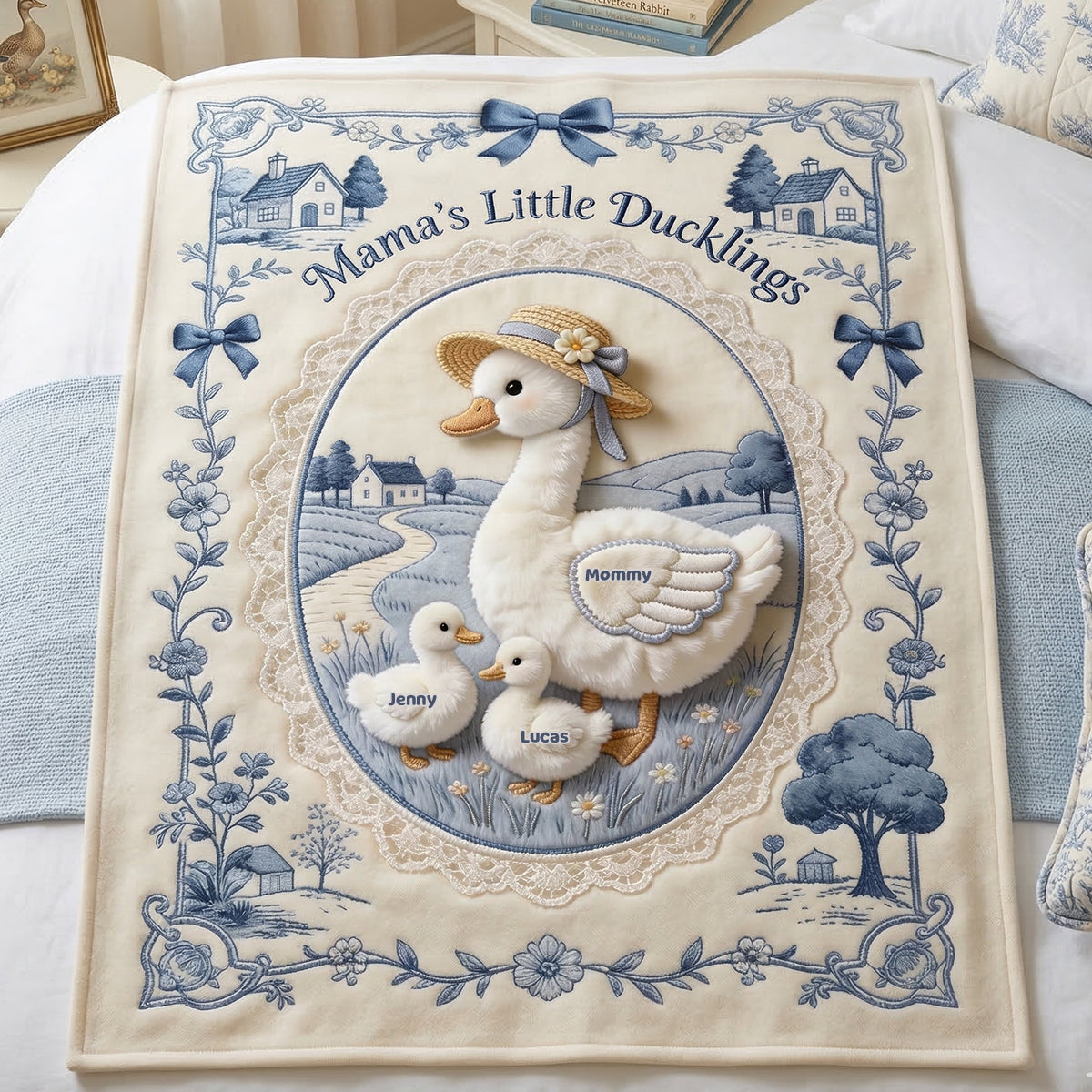 Mama's Little Ducklings Blanket - Personalized Gifts For Mom 03PGTN170326-Homacus