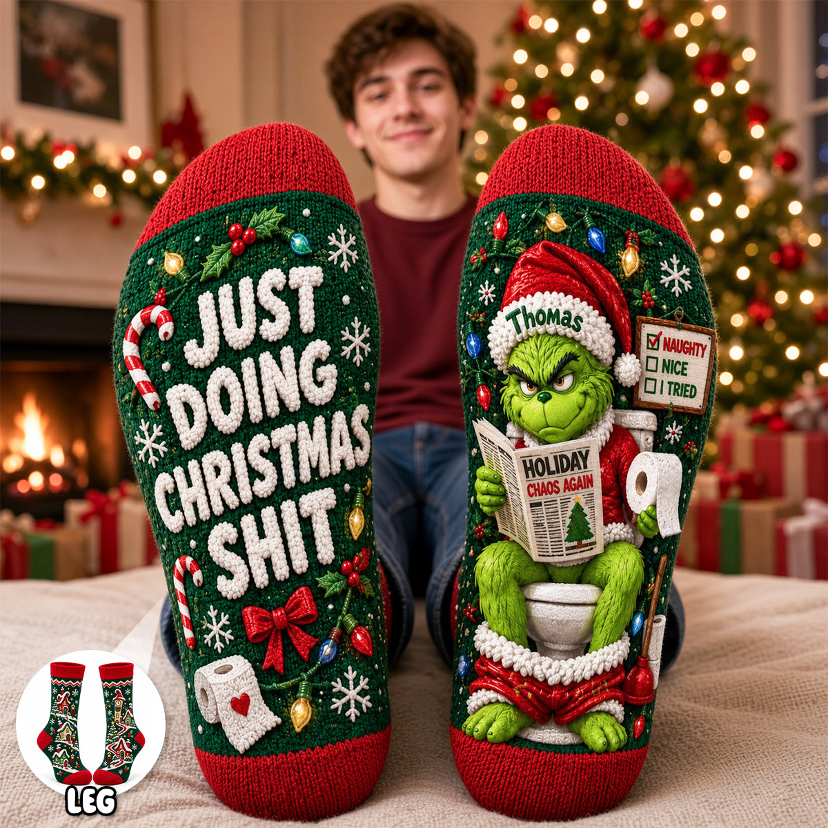 Santa’s Bathroom Break Socks - Personalized Christmas Gifts 01tydh170926-Homacus