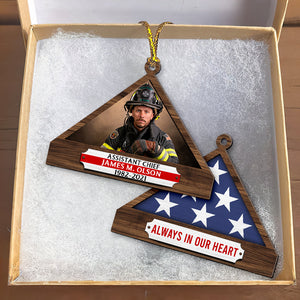 Personalized Christmas Memorial Ornament For Firefighrer, Folded Flag 01qhqn241024-Homacus