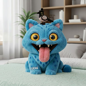 Blue Mischief Cat Shaped Pillow Personalized Gifts 03natn081125-Homacus