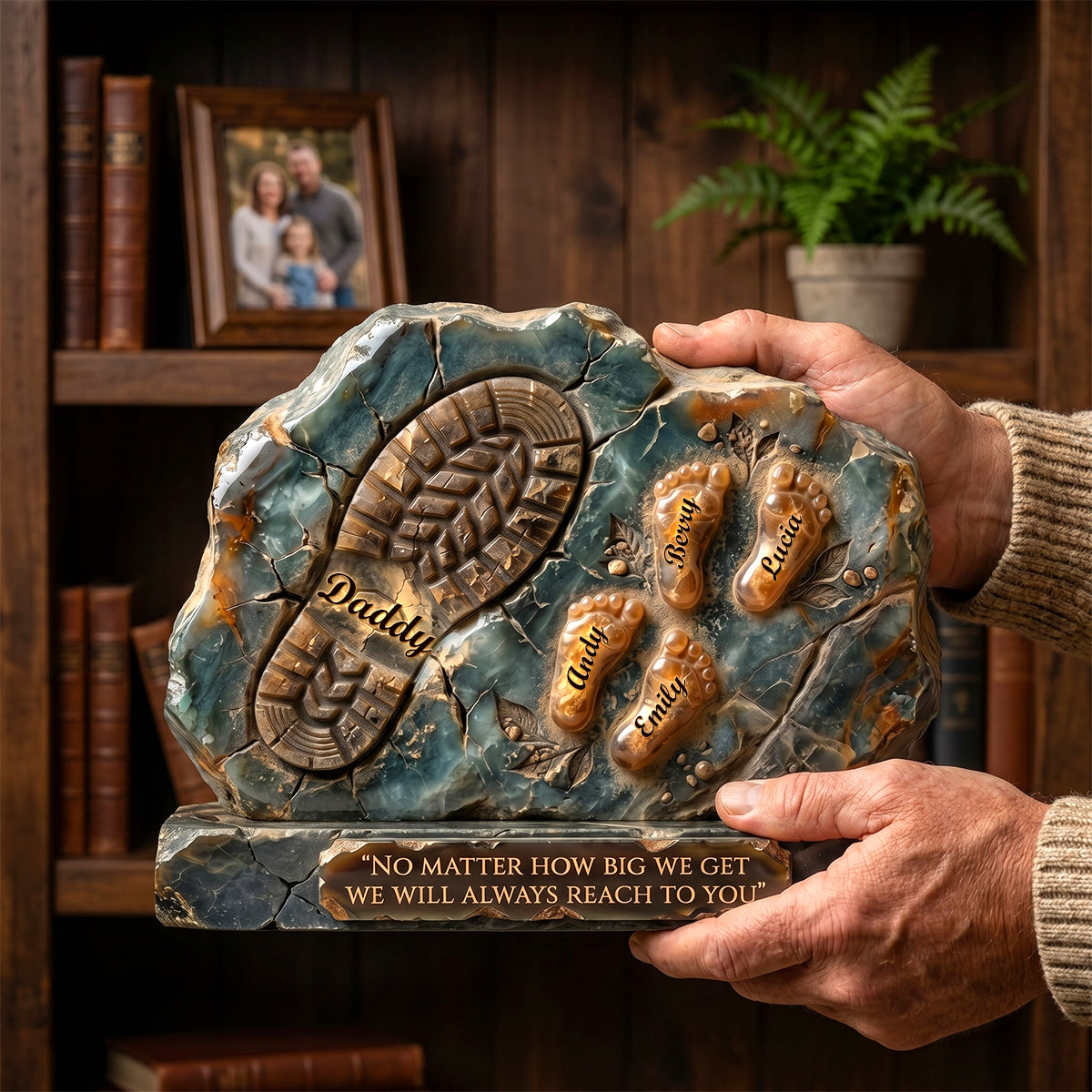 Daddy And Kids Footprint Acrylic Plaque - Personalized Gifts For Dad 05TODH050526-Homacus