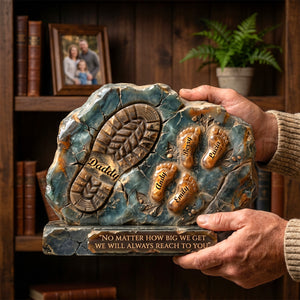 Daddy And Kids Footprint Acrylic Plaque - Personalized Gifts For Dad 05TODH050526-Homacus