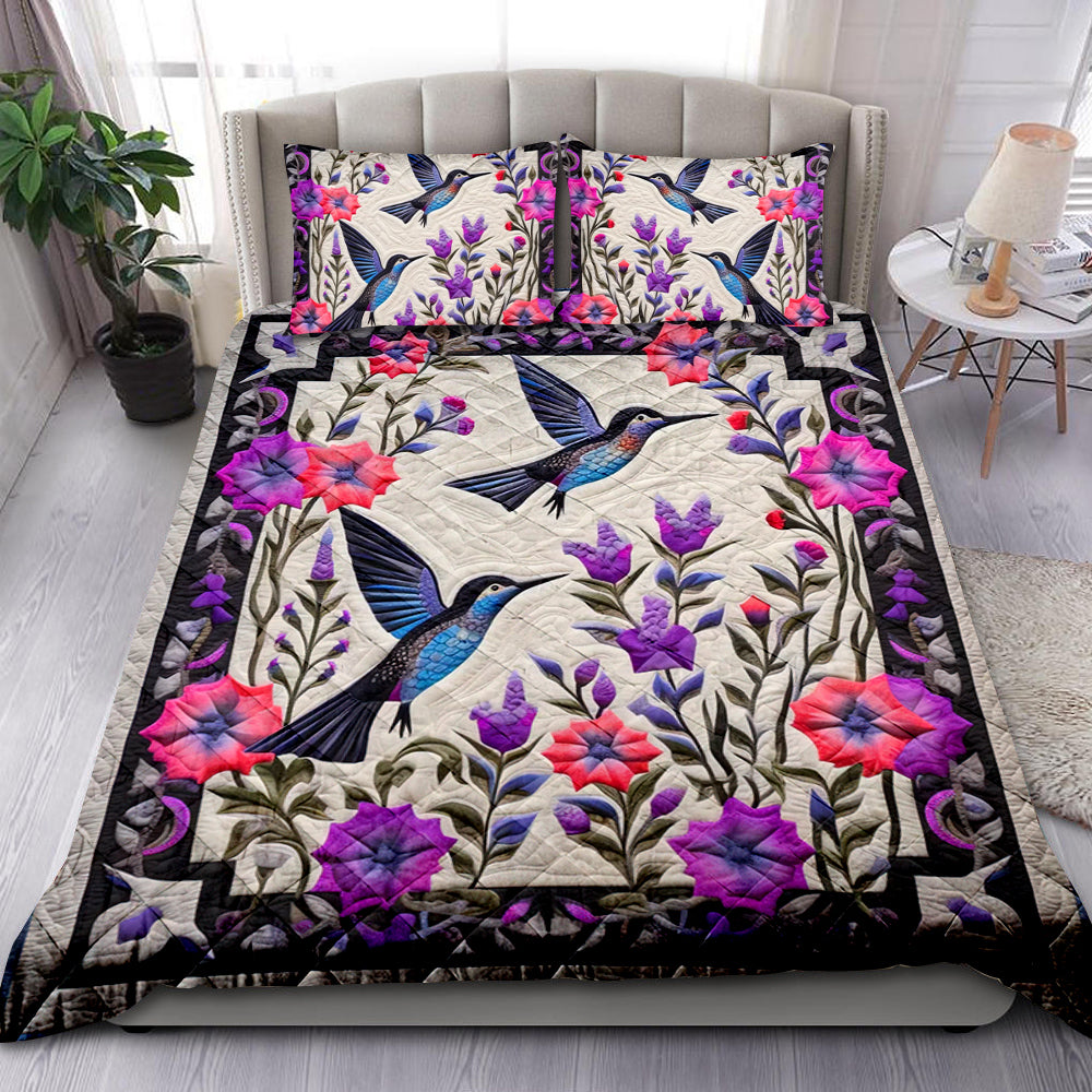 Birds and Flowers Quilt Bed Set 03qnqn301024-Homacus