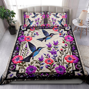 Birds and Flowers Quilt Bed Set 03qnqn301024-Homacus