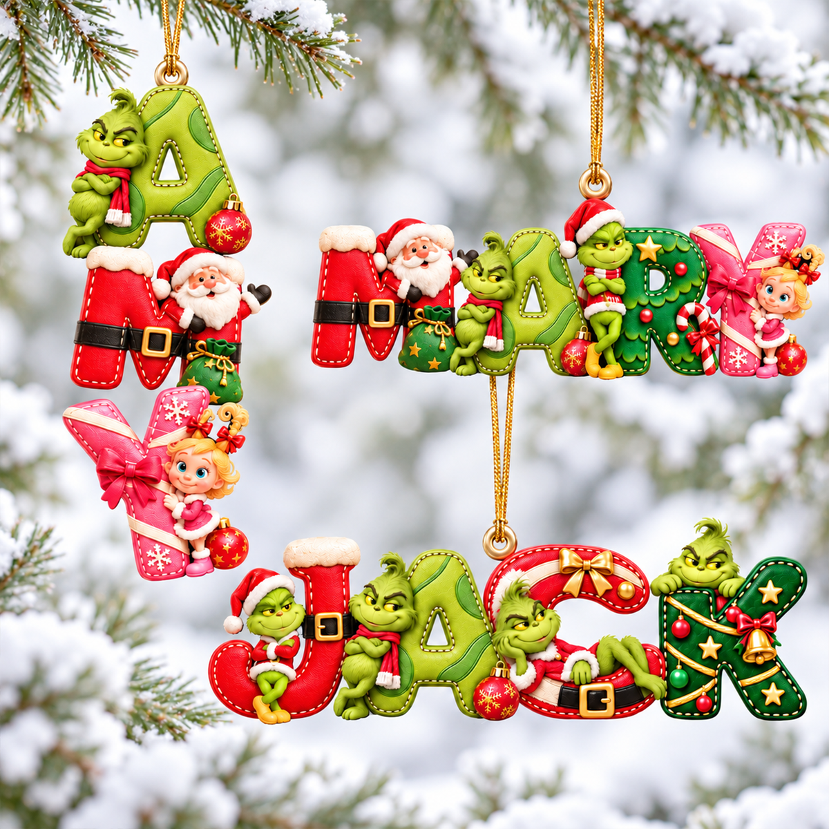 Festive Character Initial Alphabet Ornament - Personalized Gift For Christmas 04PAQN101026-Homacus