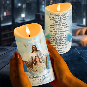 Custom Photo Memorial Gifts For Family Candle 04qnqn090125 Safe In The Arms Of Jesus-Homacus