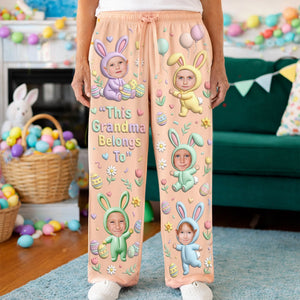 Cute Bunny Grandkids Pajama Pants - Custom Photo Gifts For Grandma 04nalu100326-Homacus