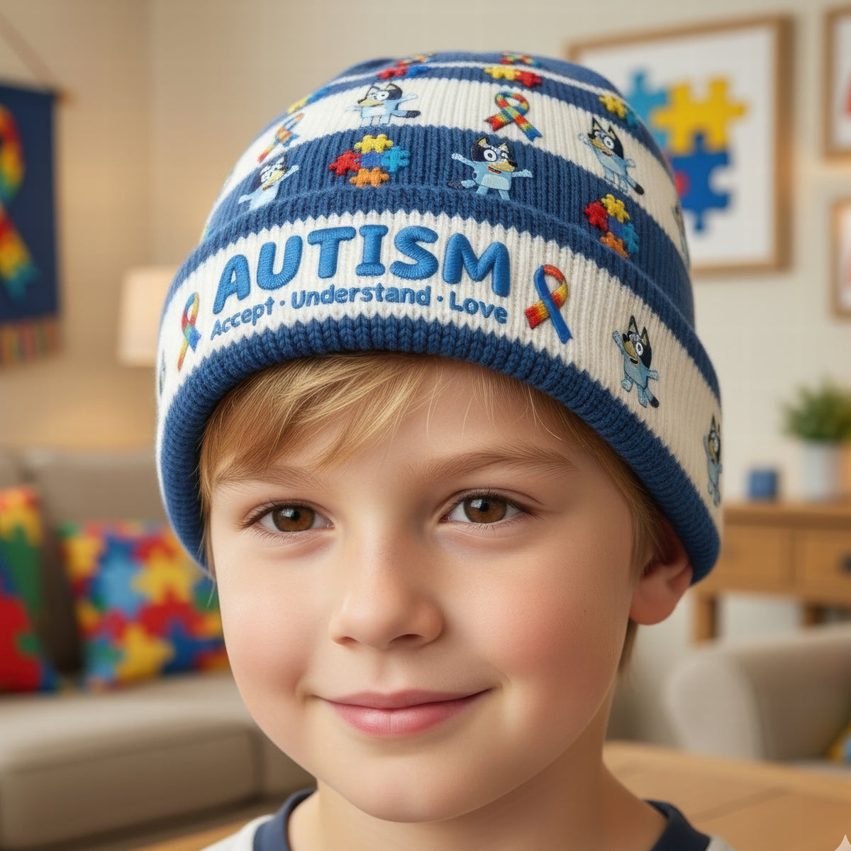 Awareness Bobble Beanie Hat - Personalized Gifts For Kids 02TGQN100126-Homacus
