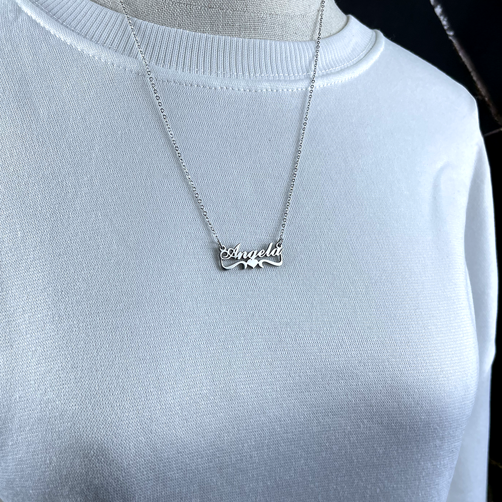 Personalized Name Necklace - Graceful Ribbon Charm 03-Homacus