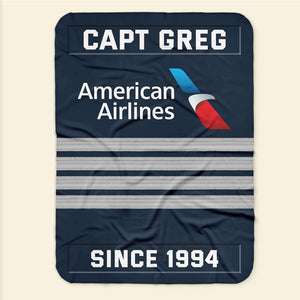 Personalized Gift For Pilot Blanket, Custom Rank & Airline Logo Blanket 01qhqn091124-Homacus